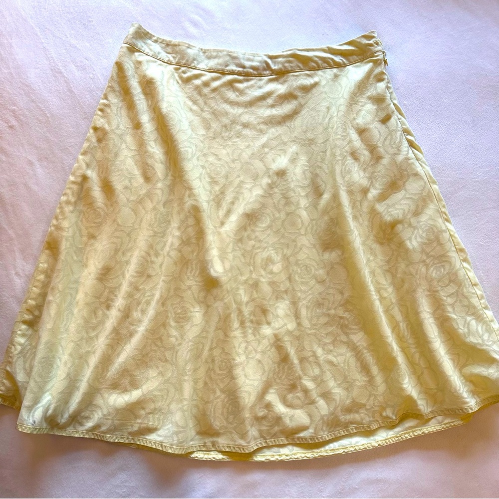 Old Navy Yellow Floral Print A-Line Knee Length Skirt Size 10